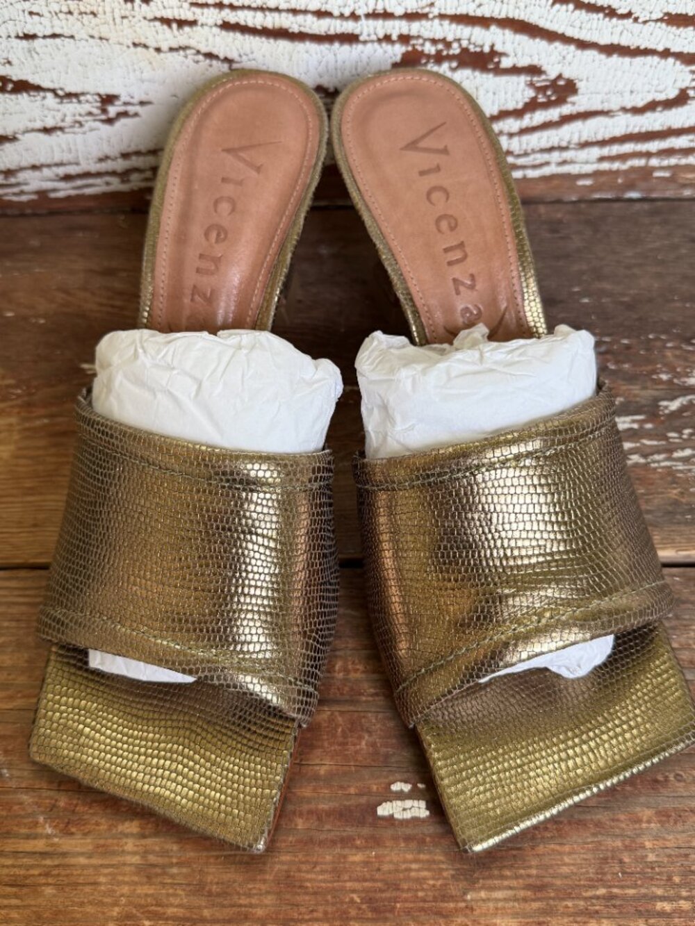 Anthropologie Vicenza Metallic Square Toe Mules  7 - Picture 6 of 11